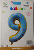 Casey 102cm Donut Balloon Number.9 Retail Packaging No (3 pack by Valotronics)