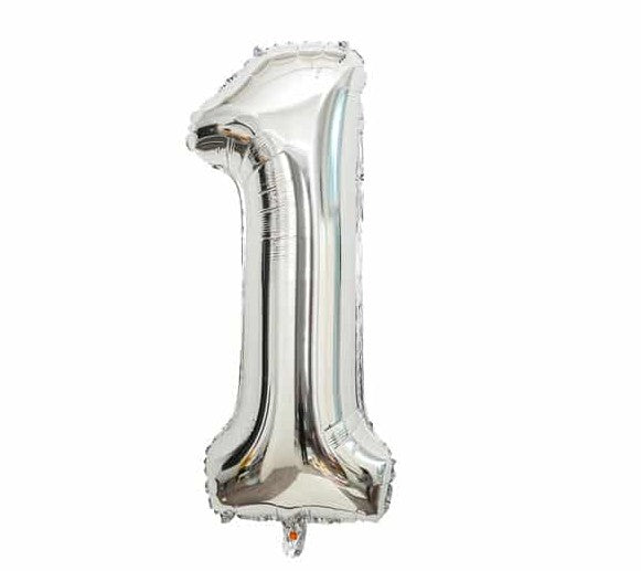 Casey 102cm Silver Balloon Number.1 Retail Packaging No (3 pack by Valotronics)