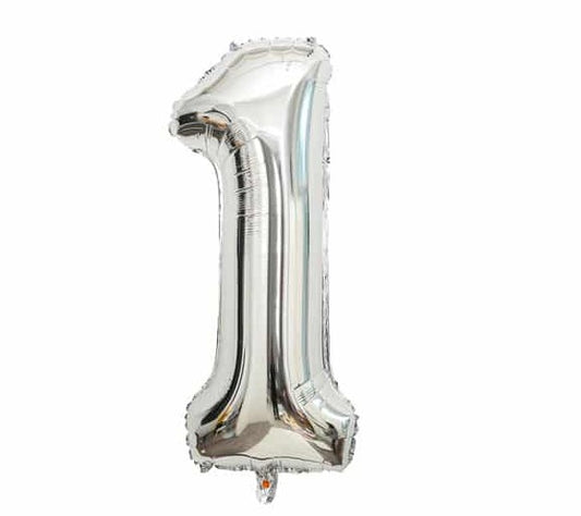 Casey 102cm Silver Balloon Number.1 Retail Packaging No (3 pack by Valotronics)