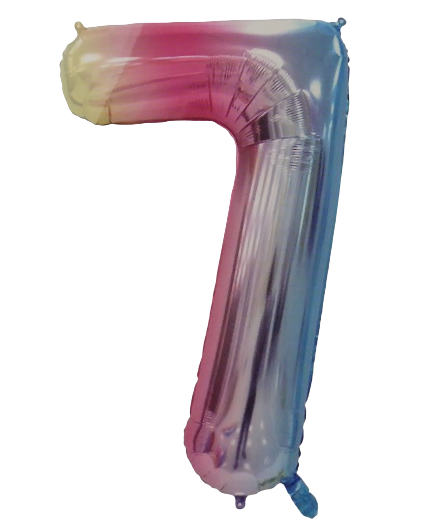 Casey 102cm Rainbow Balloon Number.7 Retail Packaging No (3 pack by Valotronics)