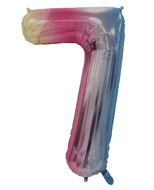 Casey 102cm Rainbow Balloon Number.7 Retail Packaging No (3 pack by Valotronics)