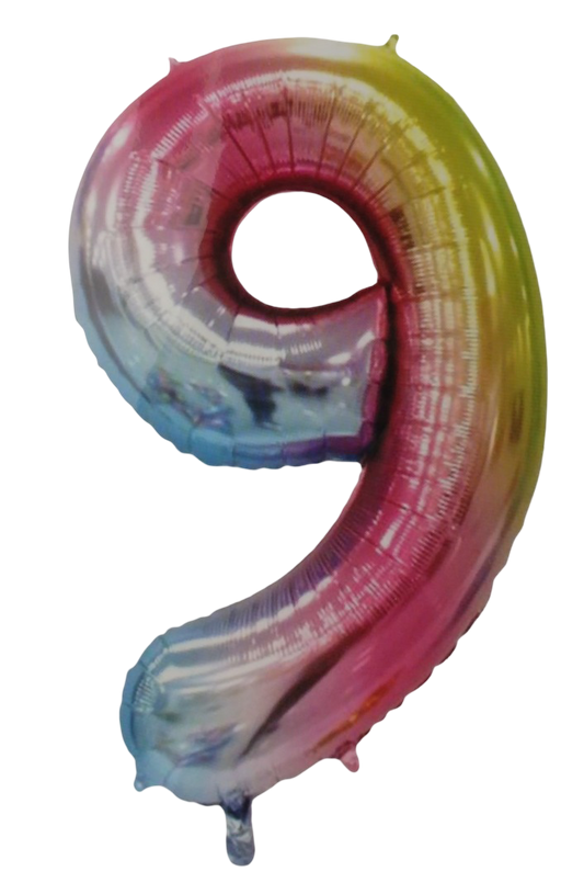 Casey 102cm Rainbow Balloon Number.9 Retail Packaging No (3 pack by Valotronics)