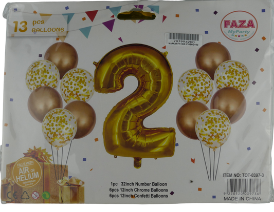 Casey 13pc Gold and White Balloon Set Nr 2 (2 pack by Valotronics)