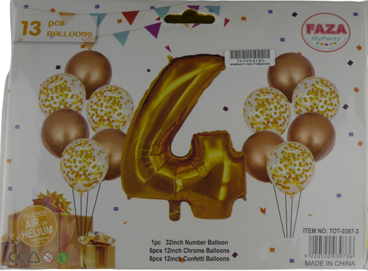 Casey 13pc Gold and White Balloon Set Nr 4 (2 pack by Valotronics)