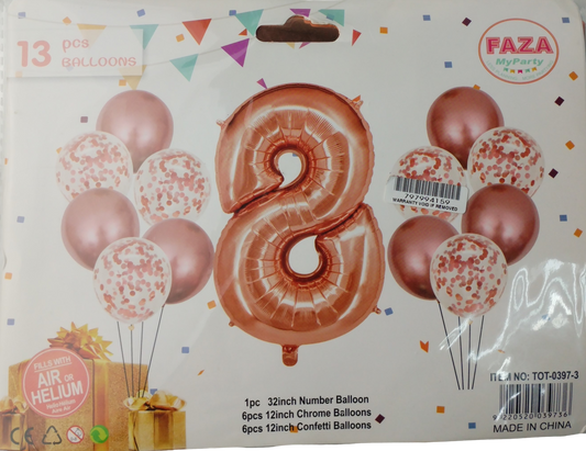 Casey 13pc Rose Gold and White Balloon Set Nr 8 (2 pack by Valotronics)