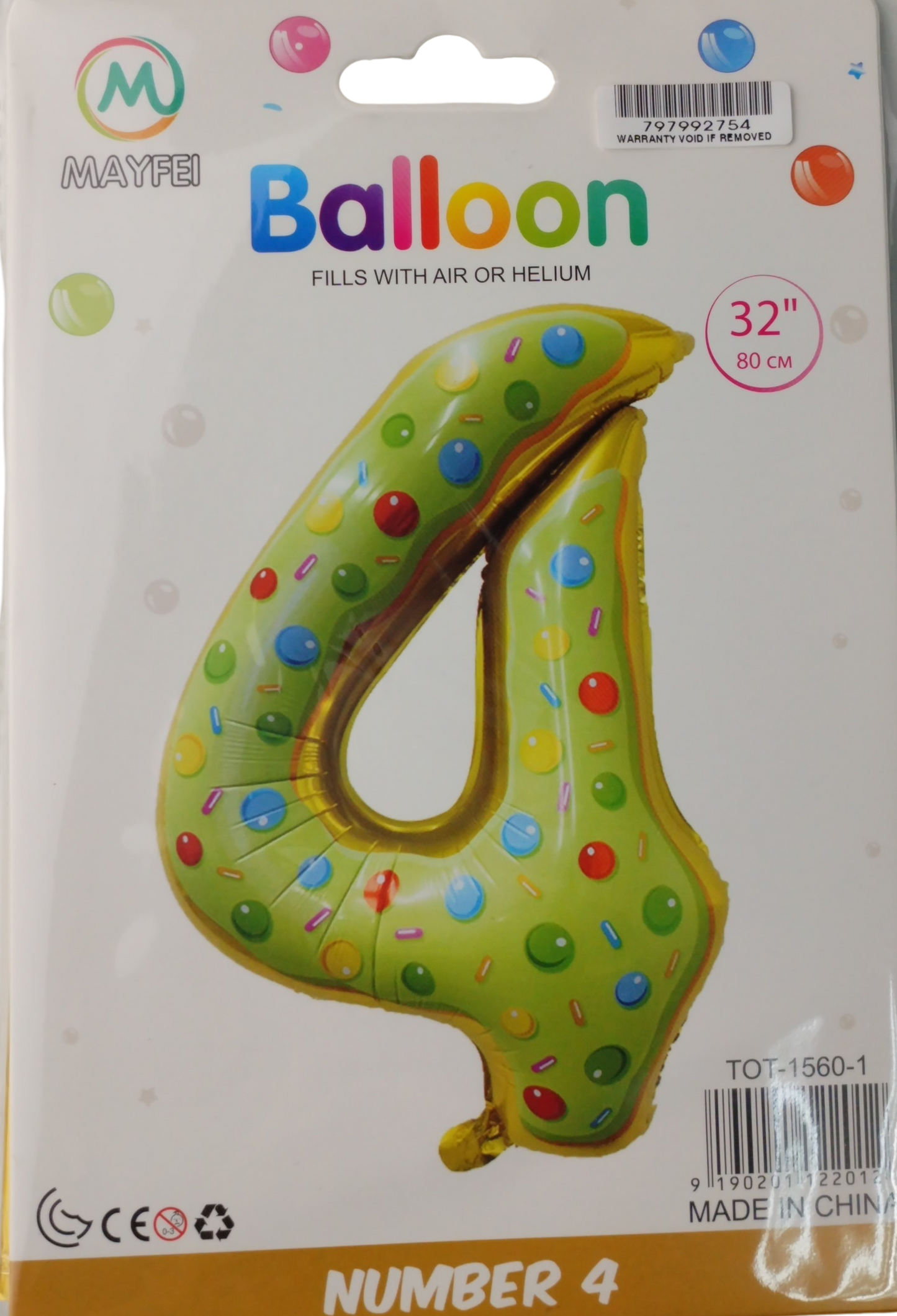 Casey 102cm Donut Balloon Number 4 (3 pack by Valotronics)