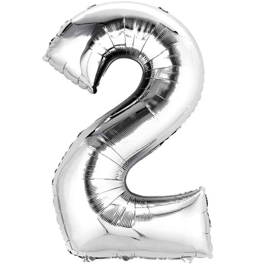 Casey 102cm Silver Balloon Number 2 (3 pack by Valotronics)