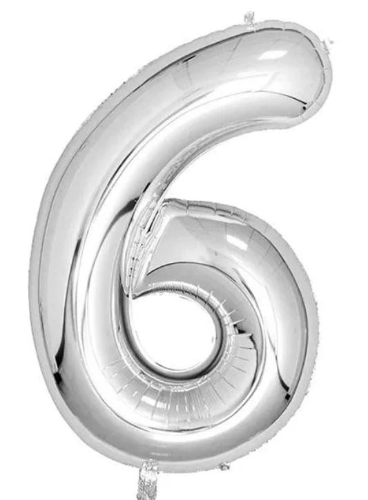 Casey 102cm Silver Balloon Number 6 (3 pack by Valotronics)