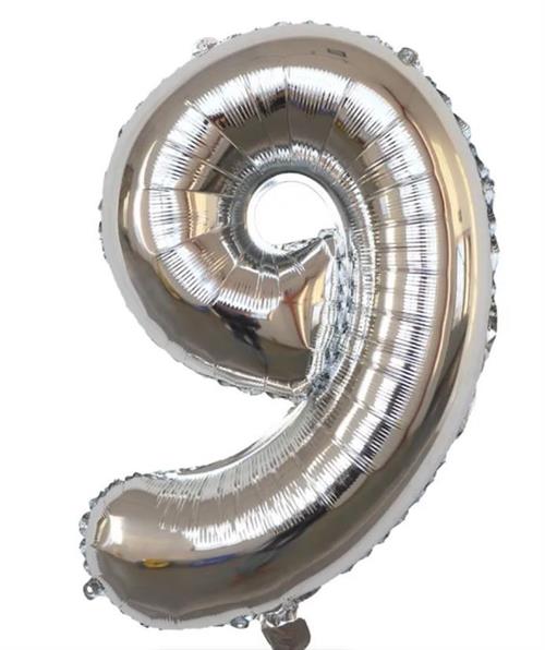 Casey 102cm Silver Balloon Number.9 Retail Packaging No (3 pack by Valotronics)