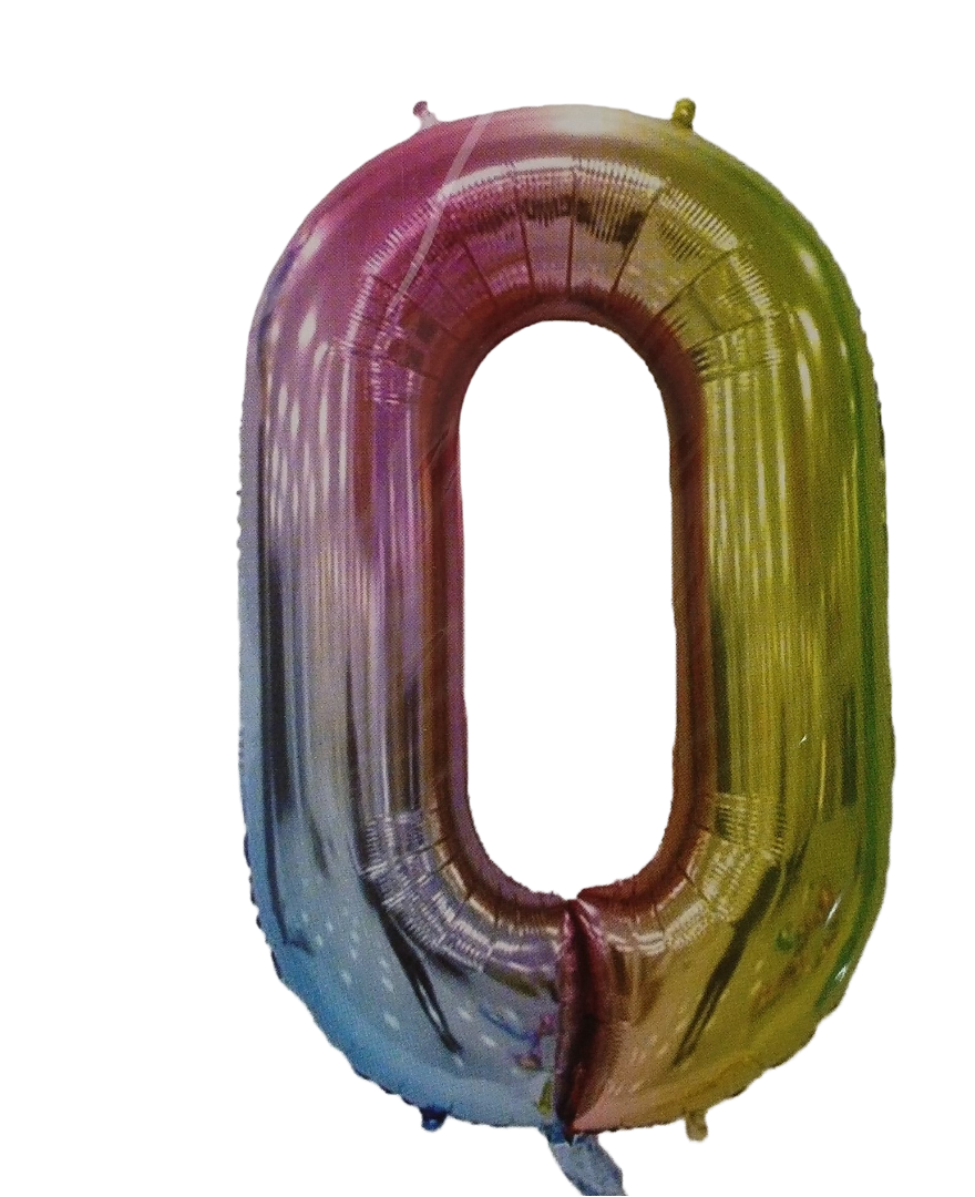 Casey 102cm Rainbow Balloon Number 0 (3 pack by Valotronics)