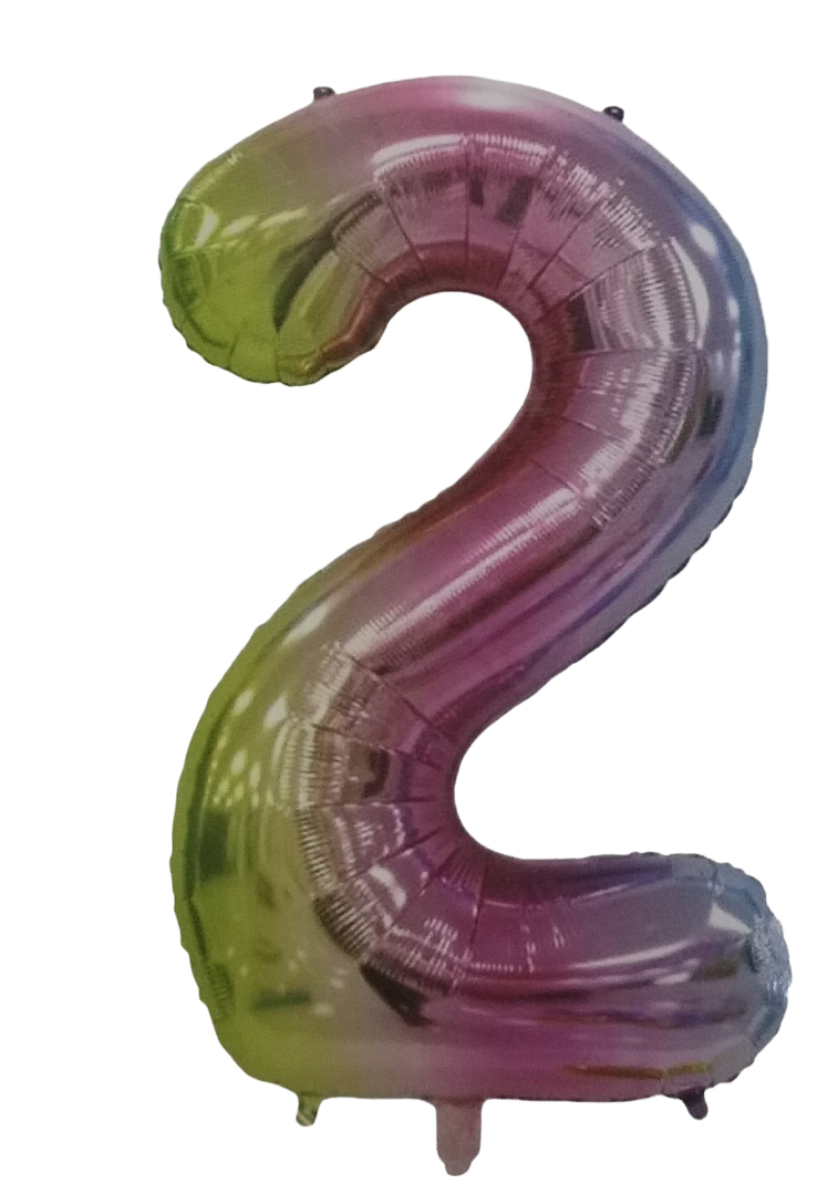 Casey 102cm Rainbow Balloon Number 2 (3 pack by Valotronics)