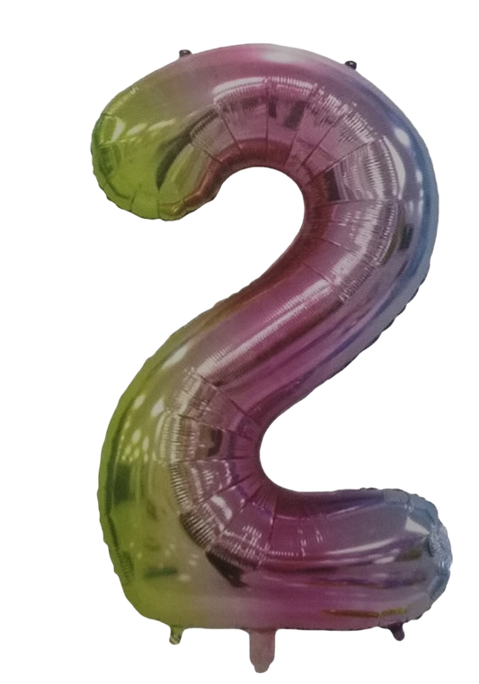 Casey 102cm Rainbow Balloon Number 2 (3 pack by Valotronics)