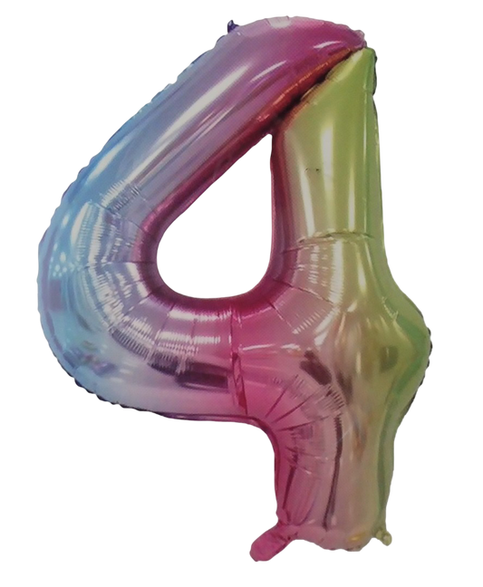 Casey 102cm Rainbow Balloon Number 4 (3 pack by Valotronics)