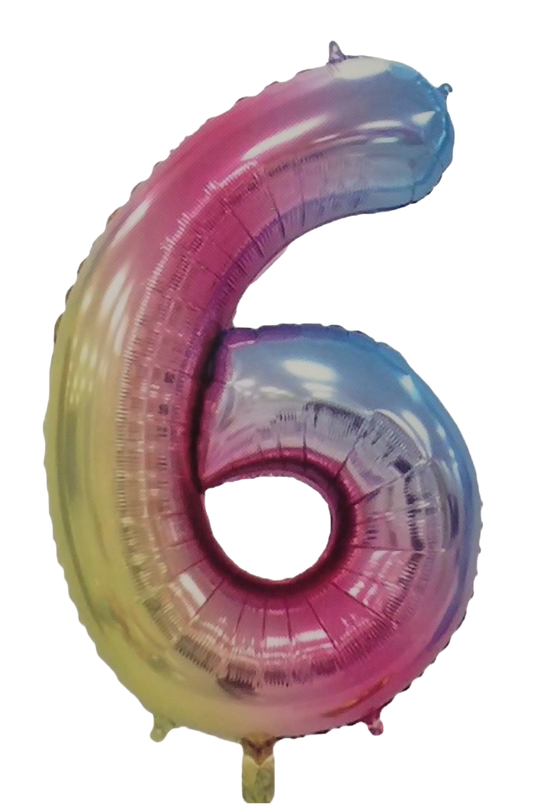 Casey 102cm Rainbow Balloon Number 6 (3 pack by Valotronics)