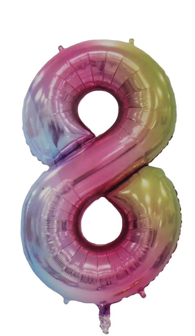 Casey 102cm Rainbow Balloon Number 8 (3 pack by Valotronics)