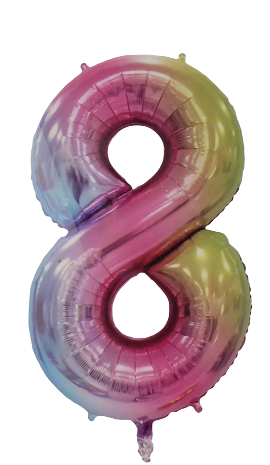 Casey 102cm Rainbow Balloon Number 8 (3 pack by Valotronics)