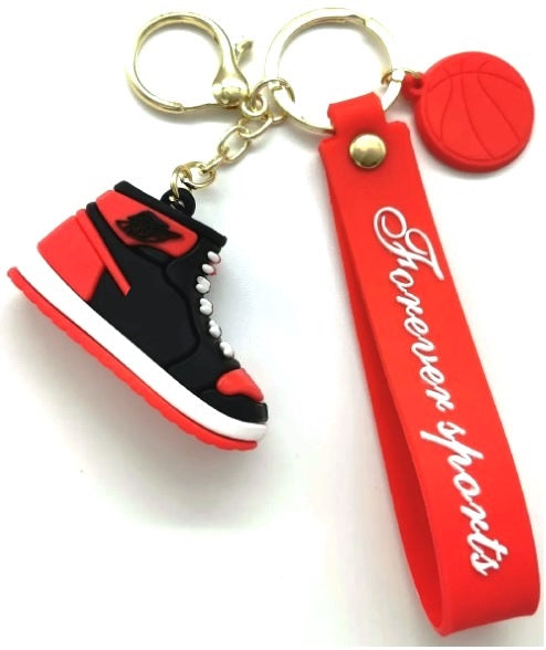 Casey High Top Mini Sneaker Design 3D KeyChain Red And (3 pack by Valotronics)