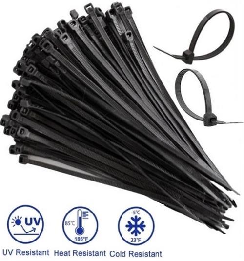 Noble Nylon Cable Ties 2.5 x 100mm Pack of 100 Black (5 pack by Valotronics)