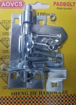 NOBLE LOCKABLE PAD BOLT LOCK 100MM ZINC (2 pack by Valotronics)