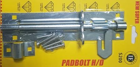 Noble Lockable Pad Bolt latch 200mm Zinc Plated (2 pack by Valotronics)