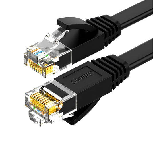UGREEN NW102 Cat6 U/UTP Flat Ethernet Cable 1m - Black (5 pack by Valotronics)