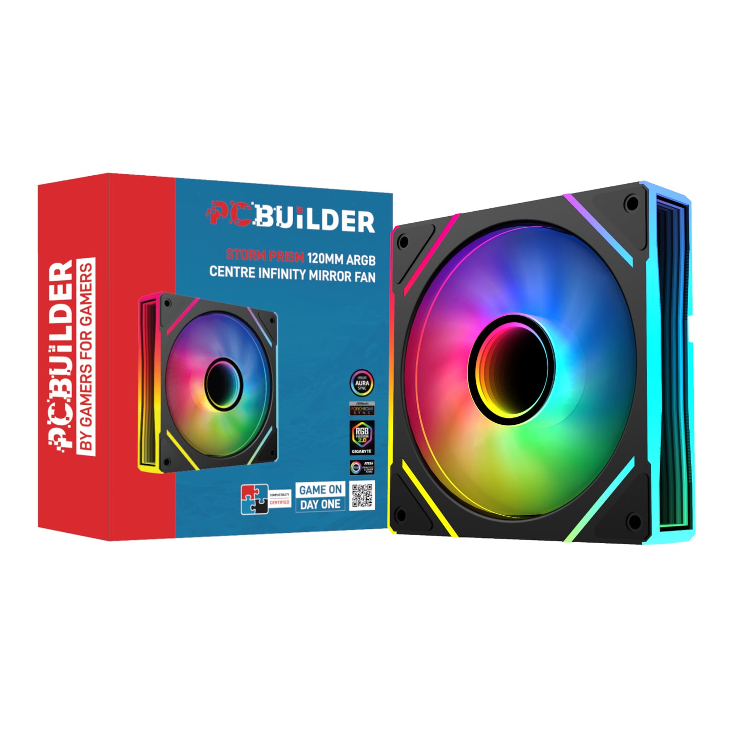 PCBuilder STORM PRISM 120mm ARGB Fan - Black (2 pack by Valotronics)