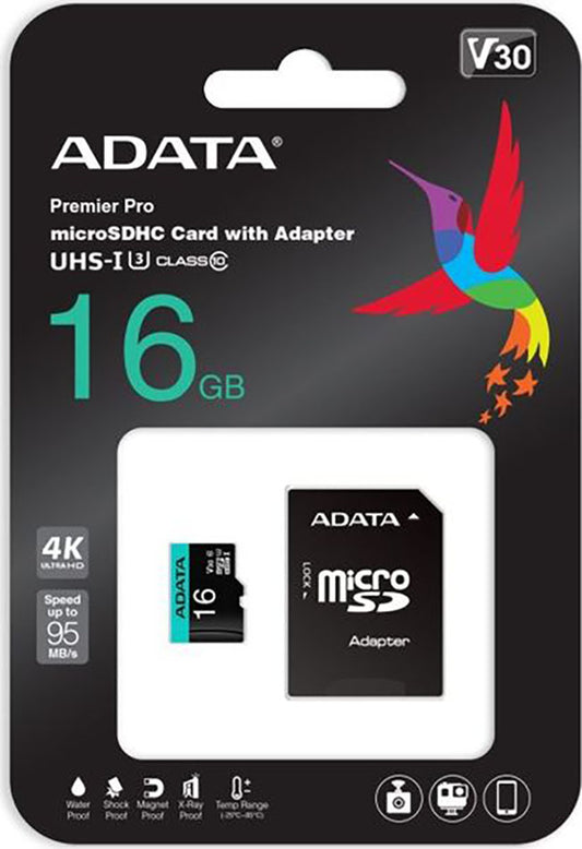 Adata 16GB microSDHC HS-I U3 V30S series with SD Adapter