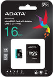 Adata 16GB microSDHC HS-I U3 V30S series with SD Adapter