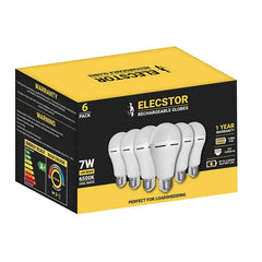 Elecstor E27 7W Rechargeable cool White - 6 PACK