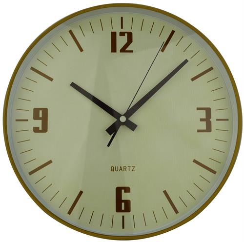 Casey Wall Clock Pine outer rim with Beige details 30cm