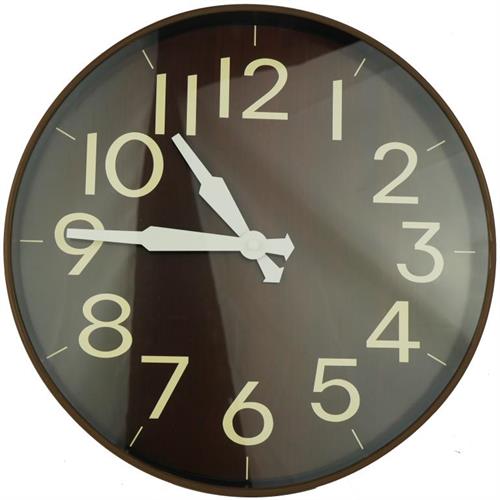 Casey Wall Clock Woodgrain outer rim with Brown details