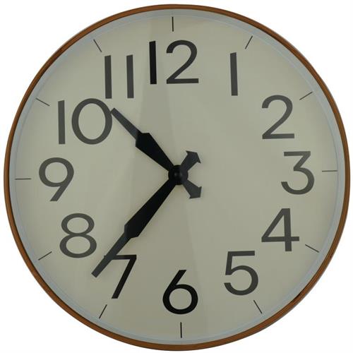 Casey Wall Clock Woodgrain outer rim with Beige details