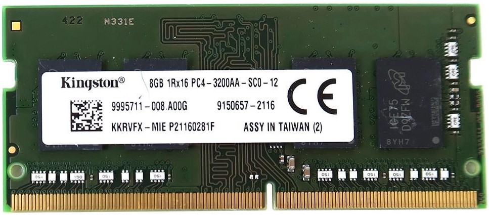 KINGSTON 8GB DDR41RX16 PC4-3200AA SODIMM Memory