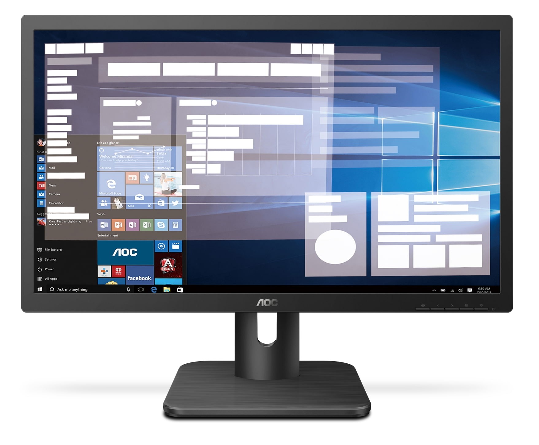 AOC Monitor 19.5”  HD+ 1600x900  HDMI  VGA  VESA  Flicker Free Low Blue Mode  