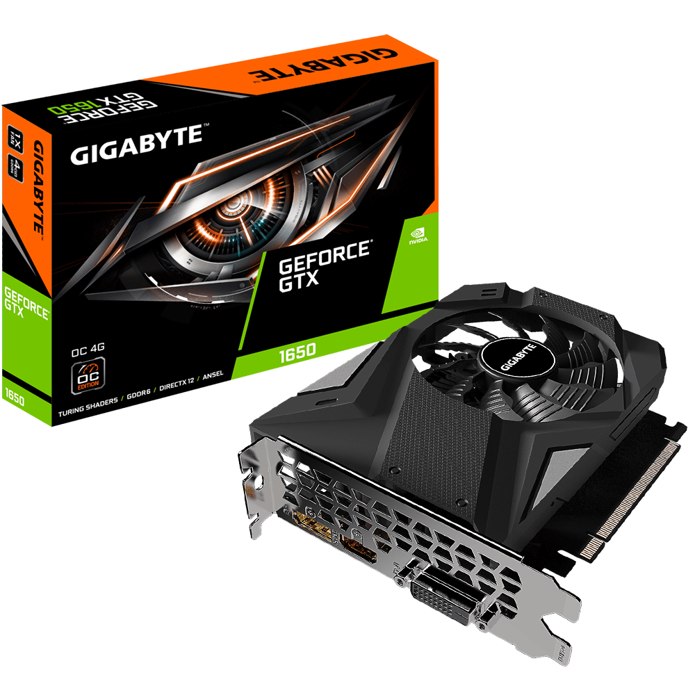GIGABYTE NVIDIA GTX1650 D6 OC 4GB GDDR6/ DP x1/ HDMI x1/ DVI-D x1/ 8K Ready.