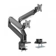 LEKKERMOTION DUAL MONITOR ARM WITH QUICK RELEASE VESA PLATE - 17" TO 32"
