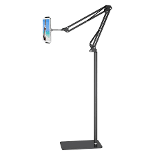 LEKKERMOTION NS-6H MOBILE PHONE/TABLET ARM TYPE FLOOR STANDING FIXED BASE STAND - BLACK