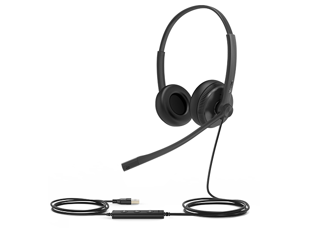 YEALINK UH34-DUO, USB WIRED HEADSET, LEATHER CUSHIONS - BINAURAL.