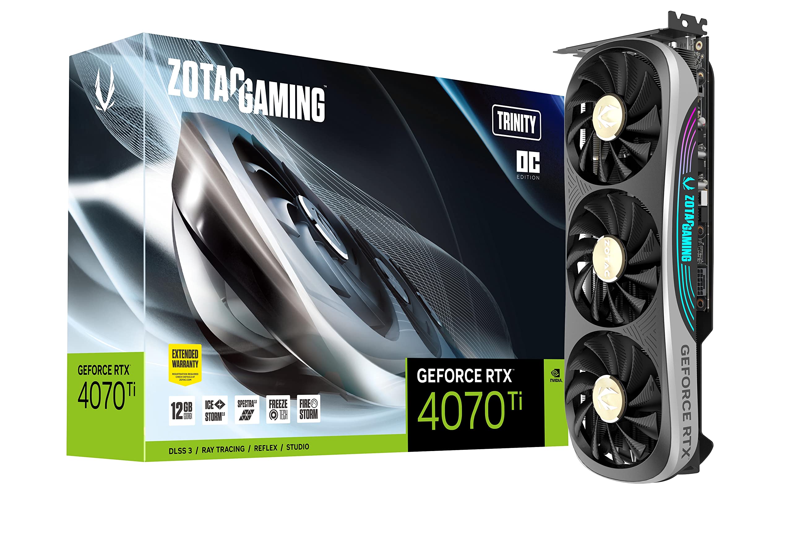 ZOTAC GEFORCE RTX 4070 TI TRINITY OC 12GB GDDR6X PCIE GEN4 GAMING GRAPHICS CARD
