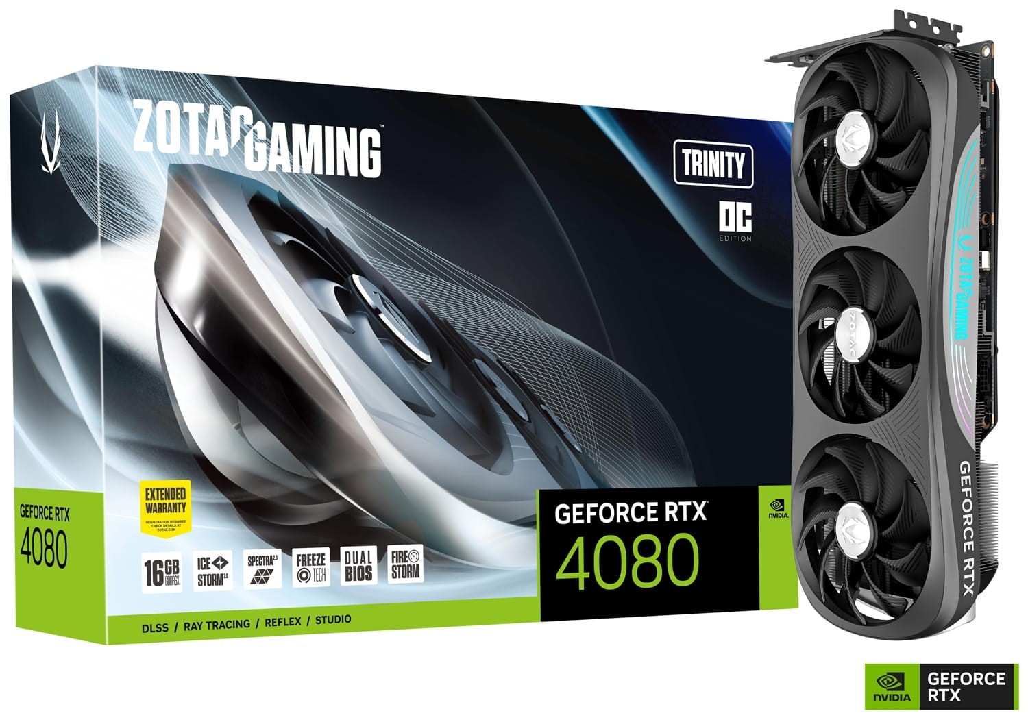 ZOTAC GEFORCE RTX 4080 TRINITY OC 16GB GDDR6X PCIE GEN4 GAMING GRAPHICS CARD