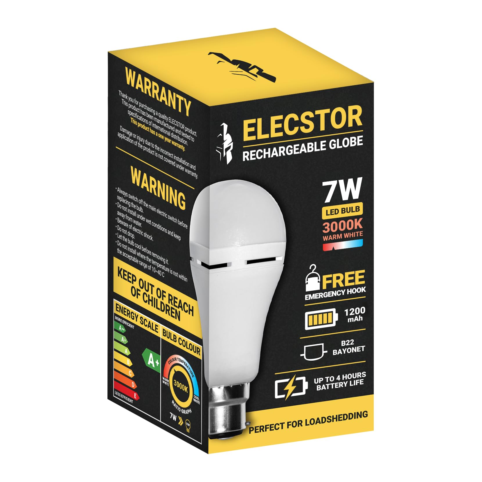 Elecstor B22 7W Rechargeable Warm White