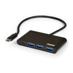 Port USB Type - C to 3 x USB3.0 and 1 x Type - C PD 30cm 4 Port Hub - Black