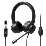 Port Connect USB Headset 1.8m Cable with Mic and Padded - Soft Cushions Black - Image 5