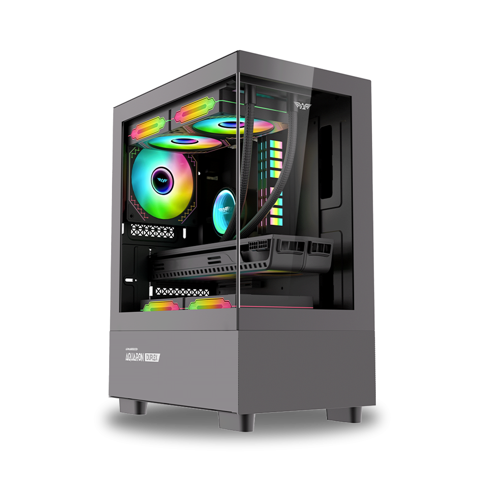 Armaggeddon Aquaron Duplex One RGB MicroATX Gaming Case – Black