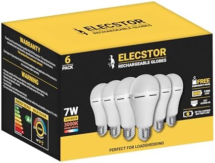 Elecstor E27 7W Rechargeable Warm White – 6 PACK
