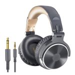 Oneodio Pro 10 Professional Wired Over Ear DJ and Studio Monitoring Headphones - Grey - Gold - Image 2