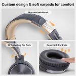 Oneodio Pro 10 Professional Wired Over Ear DJ and Studio Monitoring Headphones - Grey - Gold - Image 3