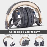 Oneodio Pro 10 Professional Wired Over Ear DJ and Studio Monitoring Headphones - Grey - Gold - Image 4