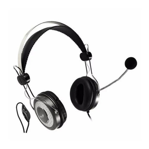 GENIUS HEADSET, HS – 04SU, Grey and silver color Headband stereo headset, Adjustable noise – canceling microphone In – line microphone with mute function In – line volume control,