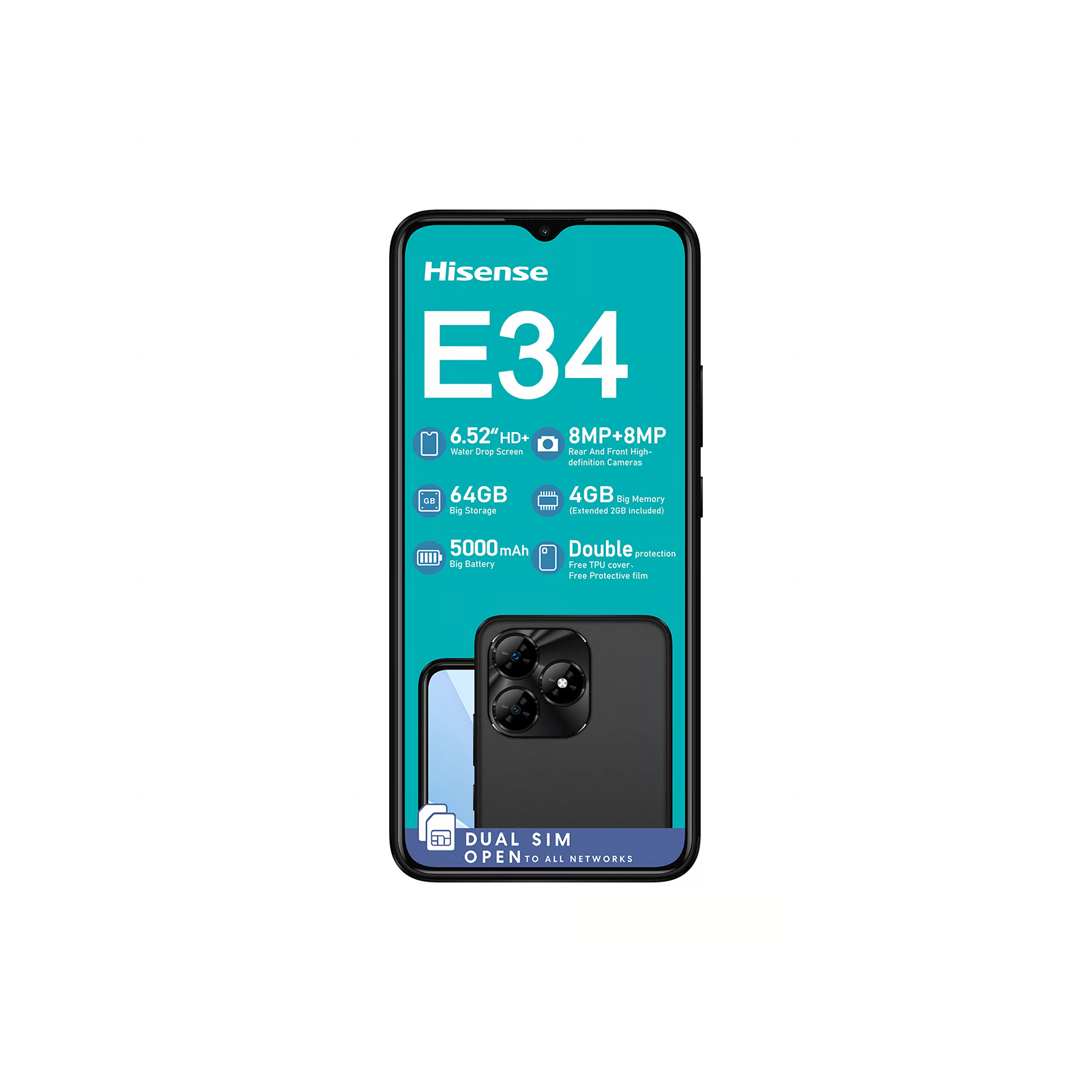 Hisense E34 6.52 3MP 2GB 64GB Smart Phone
